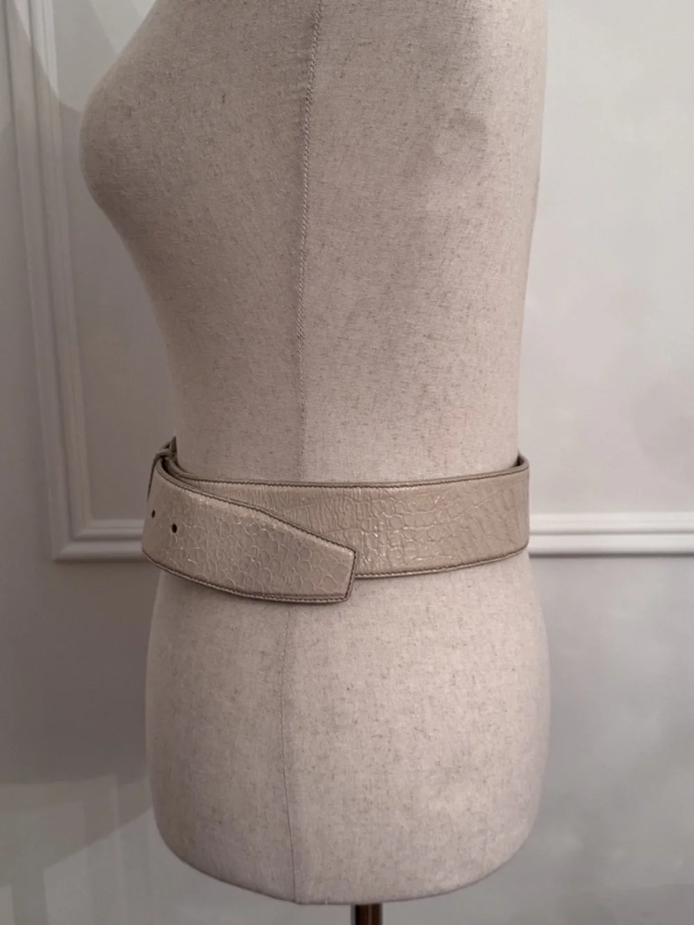 Miu Miu Blush Nude Crackled Leather Wide Belt Gold Buckle Made Italy